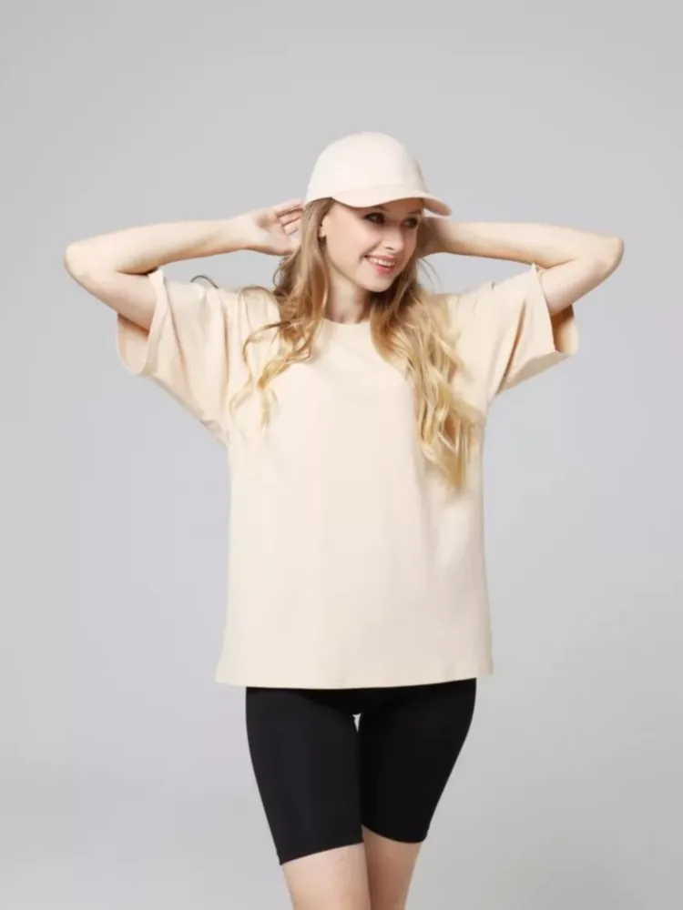 100% Cotton Solid T-shirts Summer Casual Women Sporty Short Sleeve Tees Fashion White Black Clothing Loose O-Neck Female Tops - Image 3