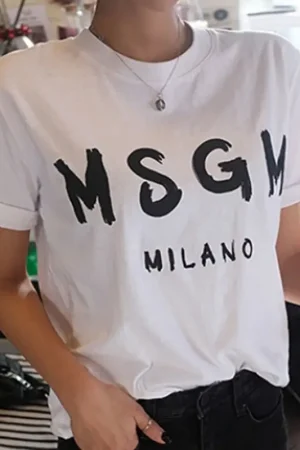 2025 Summer New Top Half-sleeved Korea Loose and Simple Letter Printing O Neck Cotton Short-sleeved T-shirt Women's Y2k Clothes