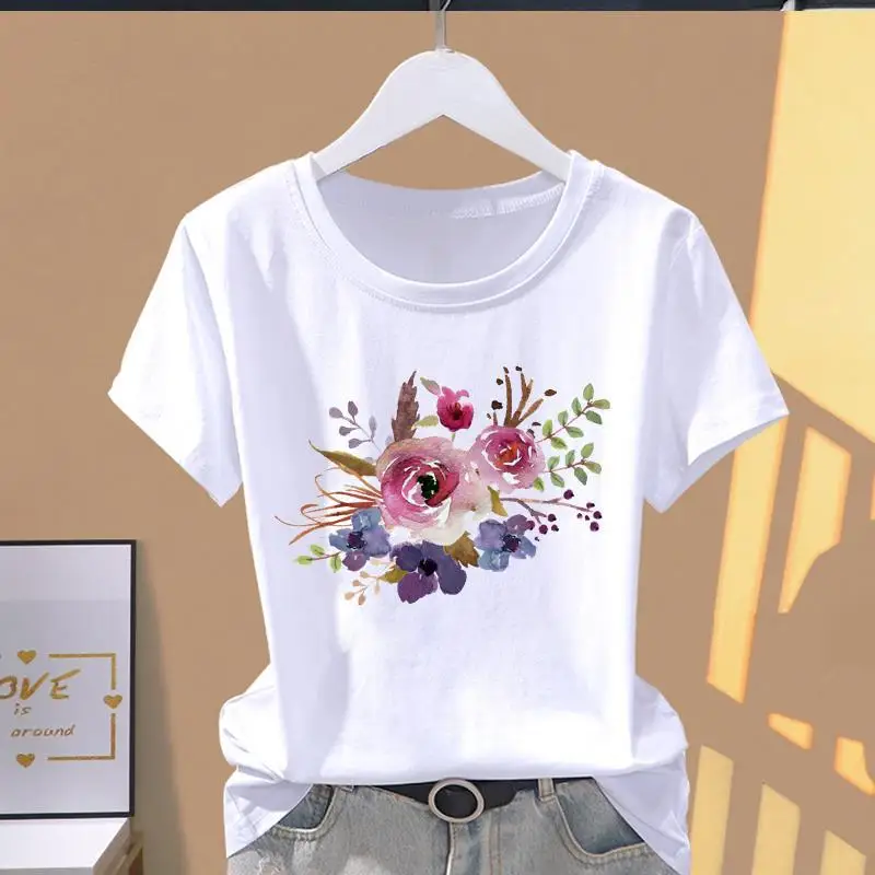 Modal Women Print Floral Sports Fashion Casual Explosive Short Sleeve T-shirt Graphic Tshirts Women Clothes Oversized T Shirt - Image 6