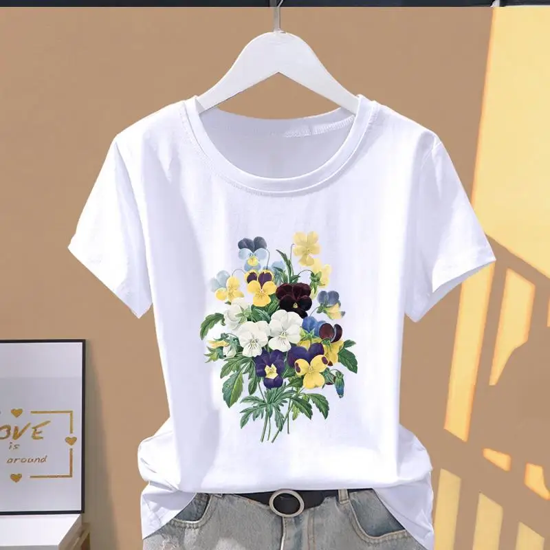 Modal Women Print Floral Sports Fashion Casual Explosive Short Sleeve T-shirt Graphic Tshirts Women Clothes Oversized T Shirt - Image 3